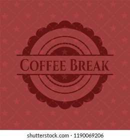 Coffee Break red emblem. Retro