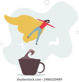 Coffee break to refresh or boost energy, morning routine to help focus and boost productivity, relax or awaken with tea break concept.flat design.illustration with people.