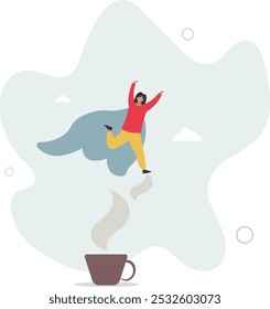 Pausa para el café para refrescar o aumentar la energía, rutina matutina para ayudar a concentrarse y aumentar la productividad, relajarse o despertar con el concepto de pausa para el té.