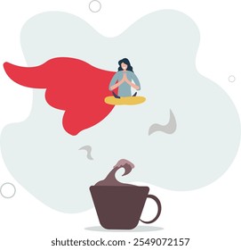 Coffee break to refresh or boost energy, morning routine to help focus and boost productivity, relax or awaken with tea break concept.flat characters.