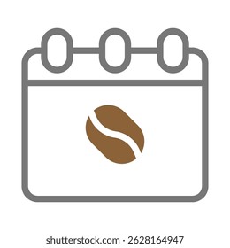Coffee Break Reminder: Minimalist Icon of Calendar with Coffee Bean Symbol
