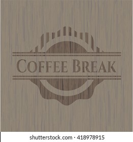 Coffee Break retro wooden emblem