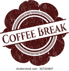 Coffee Break rubber stamp with grunge texture