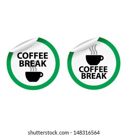 Coffee break sign green border. Vector