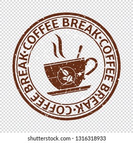 Coffee break stamp isolated on transparent background