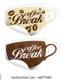 Coffee Break stickers in form of cup.