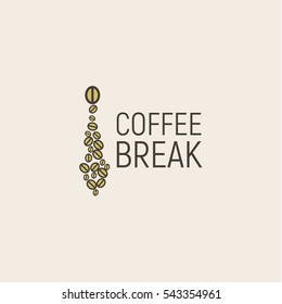 Coffee break with the style of the logo tie made of coffee beans vector stylish logo design art