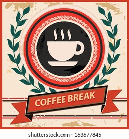 Coffee Break symbol,Vintage style,vector