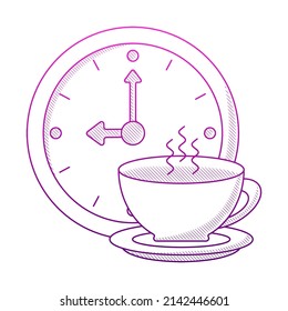 Kaffeepause-Zeitkonzept mit handgezeichnetem Umriss-Doodstyle