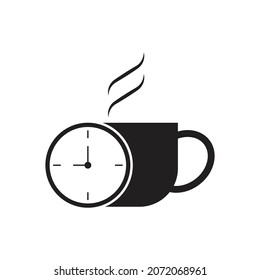 Diseño del icono de tiempo de descanso del café aislado en fondo blanco