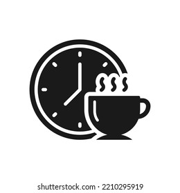 Coffee Break Time Icon Flat Style Isolated On White Background. Vector Illustration