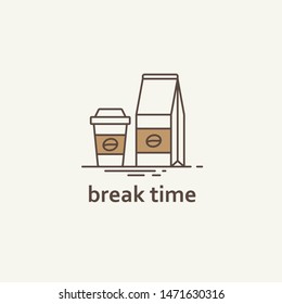 coffee break time logo icon vector