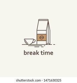 coffee break time logo icon vector