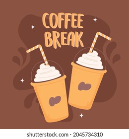 hora de descanso del café, tazas para llevar