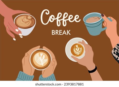 Coffee break vector art with text isolated.