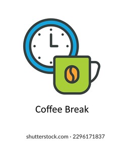 Coffee Break Vector  Fill outline Icons. Simple stock illustration stock