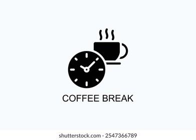 Coffee Break, Vektorsymbol oder Logo-Illustration
