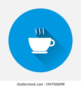 Coffee break vector icon on blue background. Flat image with long shadow.