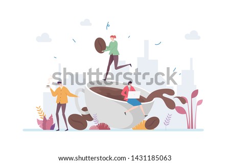 Coffee Break Vector Illustration Concept Showing Company Staff Relaxing and Taking Break Enjoying Coffee, Suitable for landing page, ui, web, mobile app intro card, editorial print, flyer, and banner.