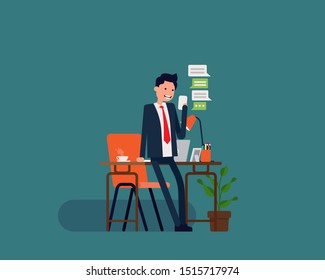 Coffee break. Vector illustration free business concept design. Happy flat cartoon style design