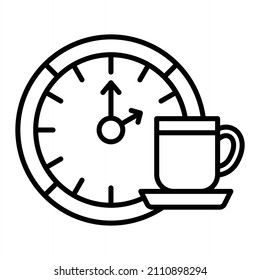Icono De Contorno De Vector De Pausa De Café Aislado En Fondo Blanco
