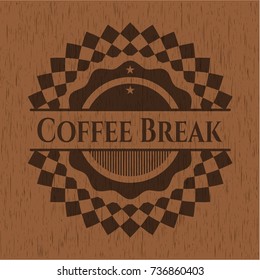 Coffee Break vintage wood emblem