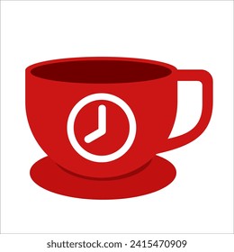 Coffee break waiting icon illustration cup glass and clock take a break countdown quick time concept