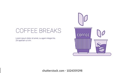 Coffee Break Web Banner With Copy Space Business Time Management Concept Vector Illustration