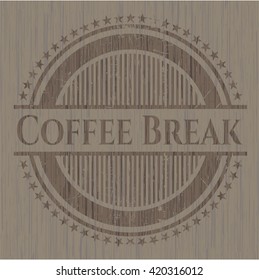 Coffee Break wood emblem. Retro