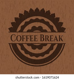 Coffee Break wooden emblem. Retro. Vector Illustration.
