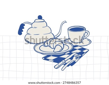 Coffee and breakfast card, poster, banner, print, composition for restaurants, cafes, kitchen interior wall art, etc. EPS 10