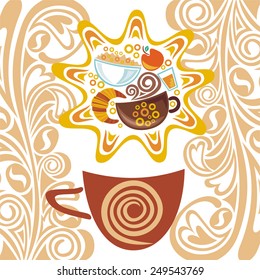 Coffee breakfast morning vector illustration