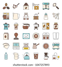 Coffee brew equipment for coffee shop, filled outline icon