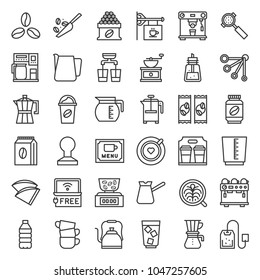 Coffee brew equipment for coffee shop, outline icon