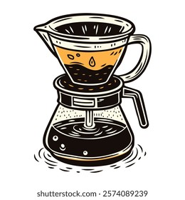 Coffee brew icon in vintage style