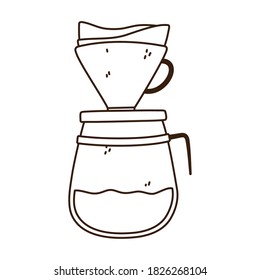 coffee brew method drip line icon style vector illustration