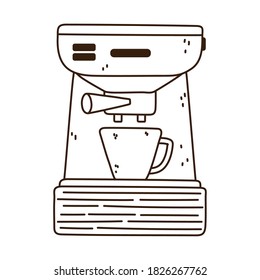 coffee brew method espresso machine and cup line icon style vector illustration