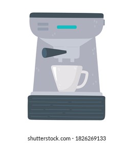 coffee brew method espresso machine and cup isolated icon style vector illustration