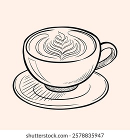 Coffee brew method Coffee frappe with sauce and biscuit hand drawn illustration vector for design poster flyer book menu ornaments