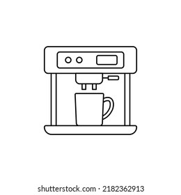 Icono del tocador de café en el icono de estilo de línea, aislado en el fondo blanco