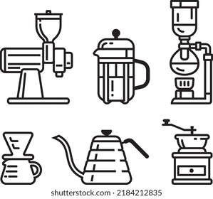 Coffee brewing appliances from coffee grinders, kettle, plunger or French press, syphon and v60 drip.	