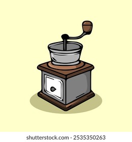 Coffee brewing equipment and accessories icon set. Vector illustration. Coffee cup, espresso machine, french press, geyser, siphon, cezve, grinder, beans, filter