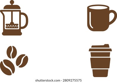 Coffee brewing equipment and cups arranged artistically against a clean background