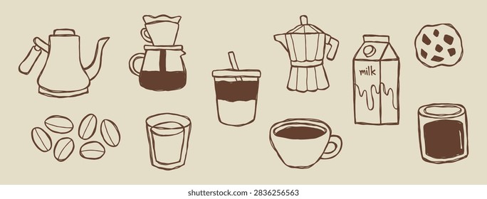 Coffee brewing equipment vector