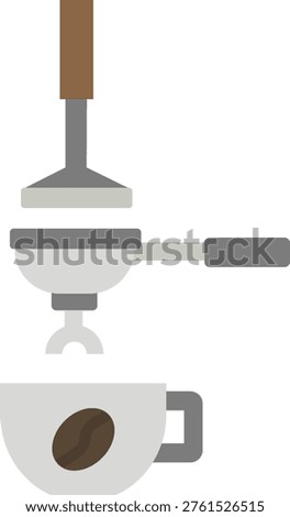 Coffee brewing with espresso machine and cup