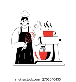 Ilustración plana de elaboración de café Archivo EPS 10 