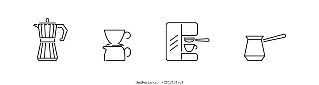 Coffee brewing icon. 
Brewing method icons.