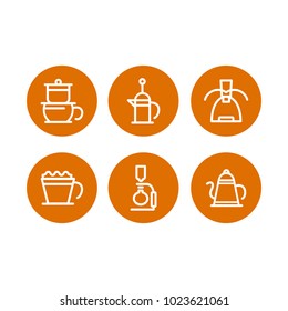 coffee brewing icon set