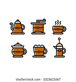 coffee brewing icon set