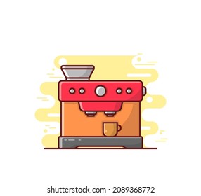 Coffee brewing machine illustration in flat design character